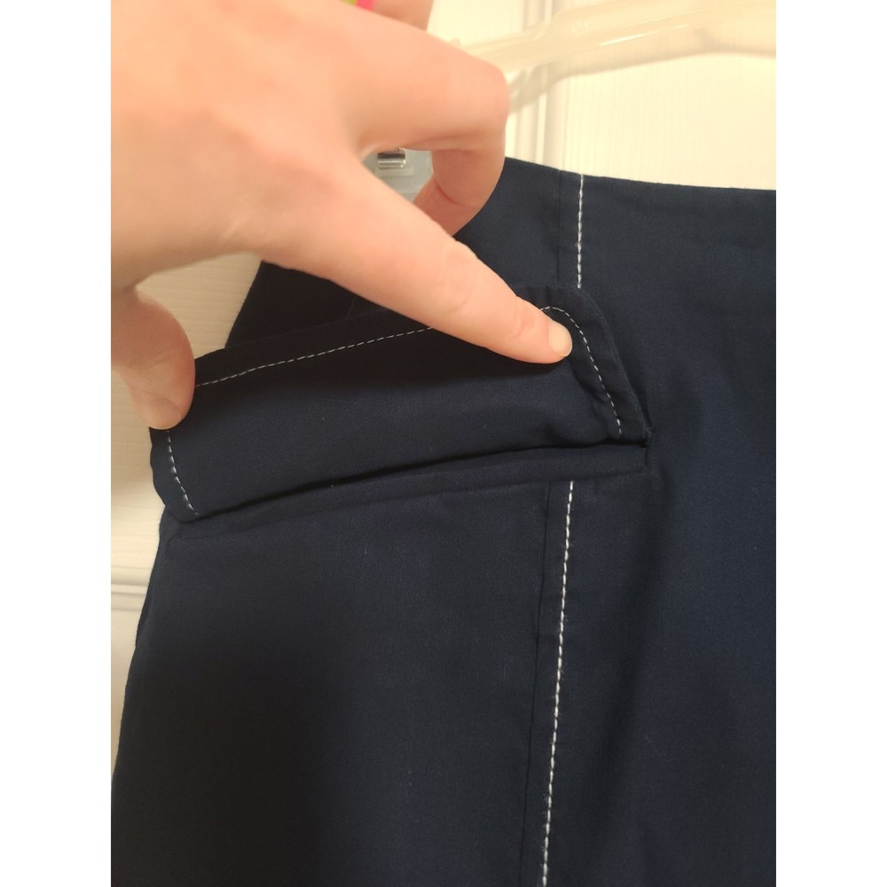 Maeve By Anthropologie Navy Blue Midi Skirt With White Stitching - Picture 3 of 15
